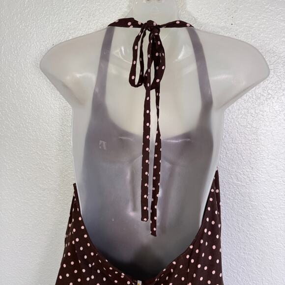 Free People High Strung Romper Womens Large Polka Dot Halter Boho Playsuit NEW - Picture 7 of 10